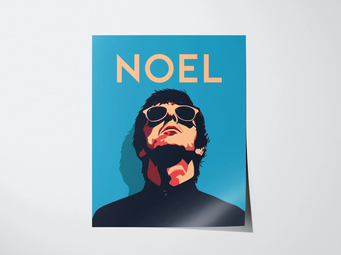 Noel Gallagher Wall Art Poster | Oasis Fan Rock Star Icon Framed Print Minimal Design High Flying Birds Guitarist Portrait Brit Decor Gift