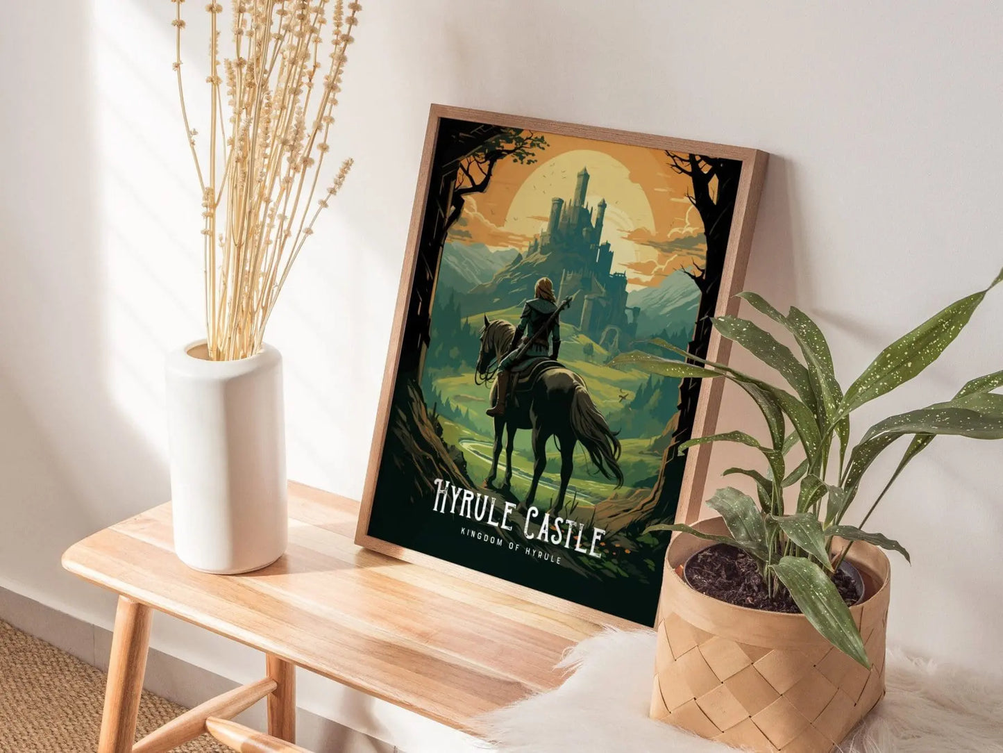 Zelda Hyrule Castle Framed Wall Art | Epona Field Poster Design, Link BOTW Unframed Print, Gamer Gift Legend TOTK Home Decor Collection Set