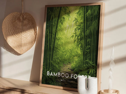 Bamboo Forest, Maui, Hawaii | Road To Hana Haiku Paia Hiking Trail Wall Art Poster Design Travel Print Travel Adventure Theme Tropical Gift