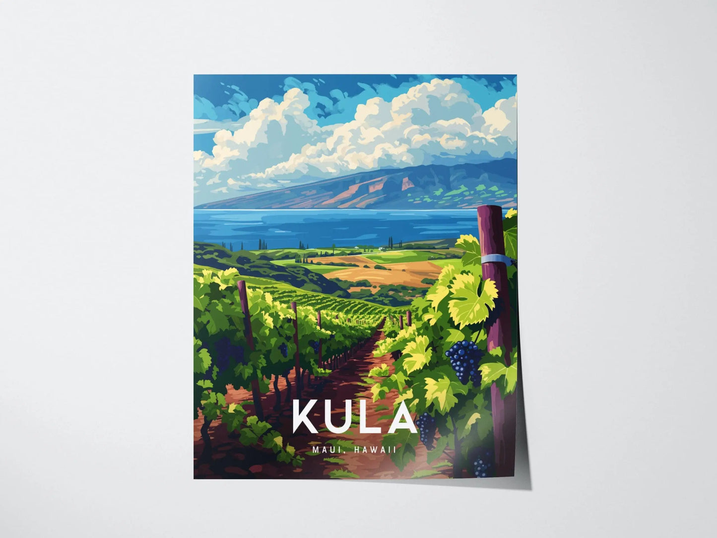 Kula Vineyard, Upcountry, Maui, Hawaii | Makawao Paia Pukalani Framed Wall Art Poster Design Travel Island Tropical Winery Print Gift Decor