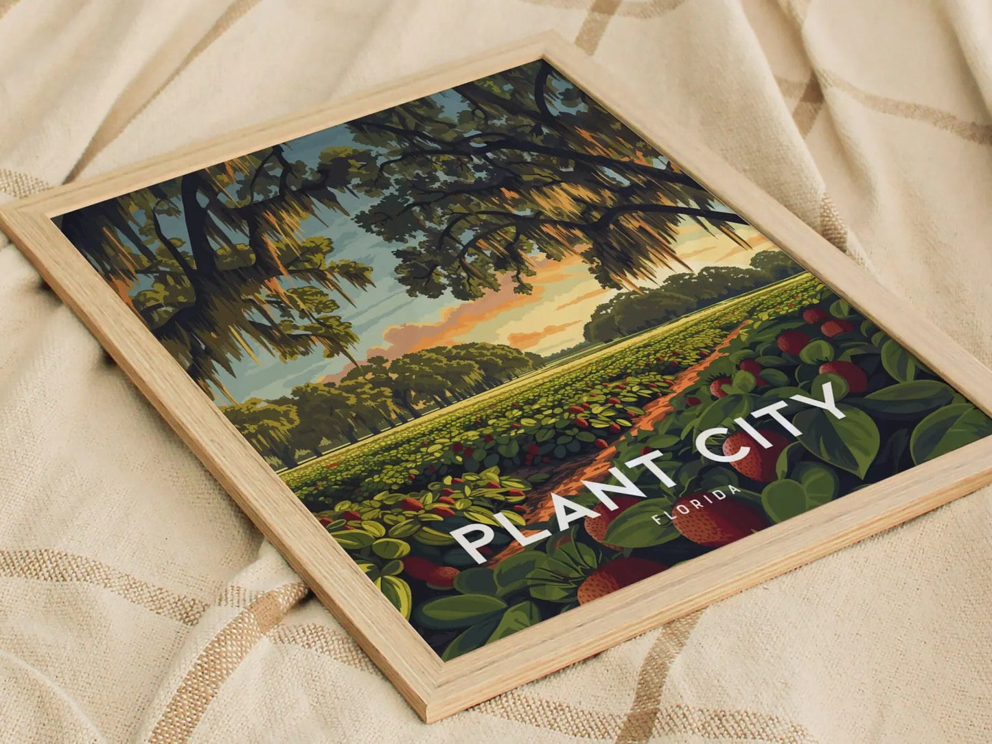 Plant City, Florida Framed Wall Art | Strawberry Festival Central FL Hillsborough Lakeland Farm Print Home Decor Gift