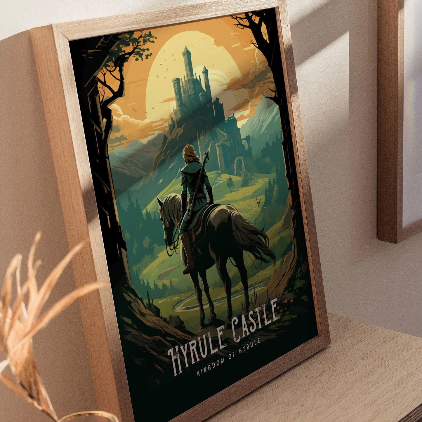 Zelda Hyrule Castle Framed Wall Art | Epona Field Poster Design, Link BOTW Unframed Print, Gamer Gift Legend TOTK Home Decor Collection Set