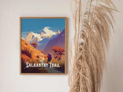 Salkantay Trail Trek Poster - Machu Picchu, Peru Travel Print | Trendy Travel Poster for Airbnb Home Decor, Living Room Art, Hikers Gift