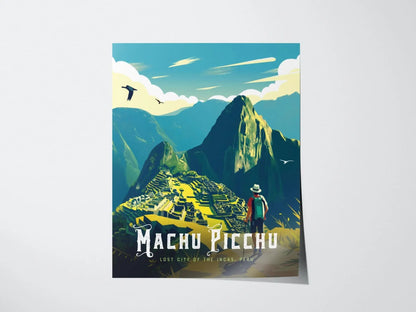 Inca Trail to Machu Picchu, Peru - Journey to the Lost City of the Incas Through Ancient Paths Poster | Peru Trendy Travel Poster for Airbnb