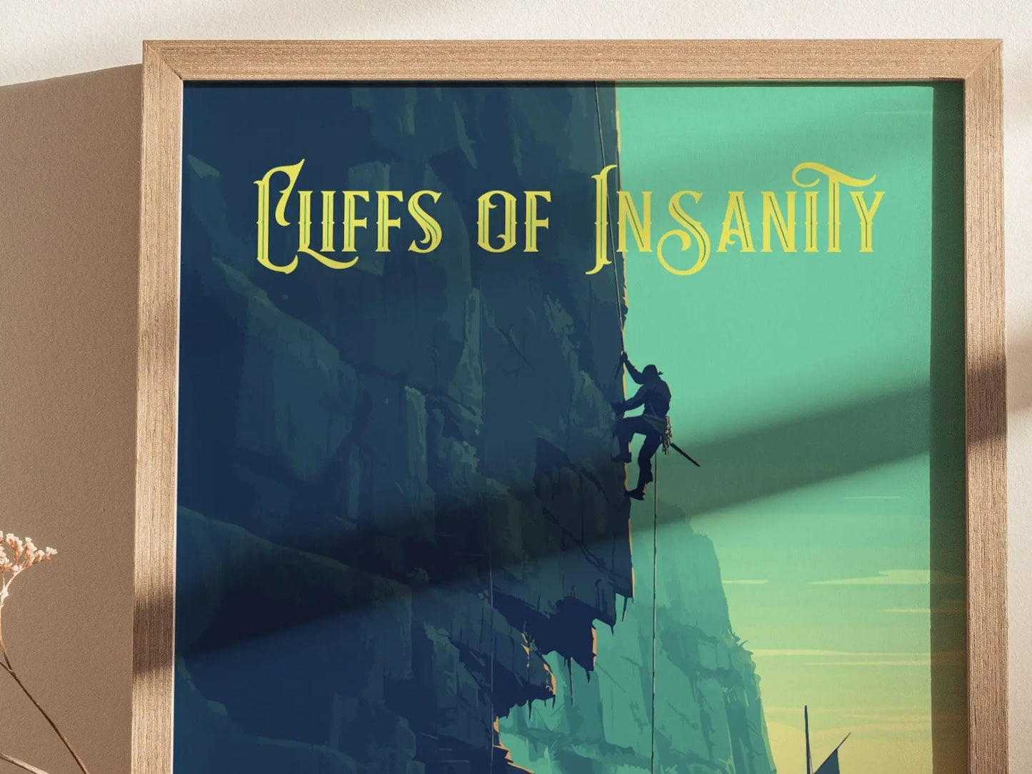 Cliffs Of Insanity, Princess Bride Collection, Framed Wall Art | Classic Movie Poster Print Fantasy Home Office Decor Gift Set 80s Nostalgia