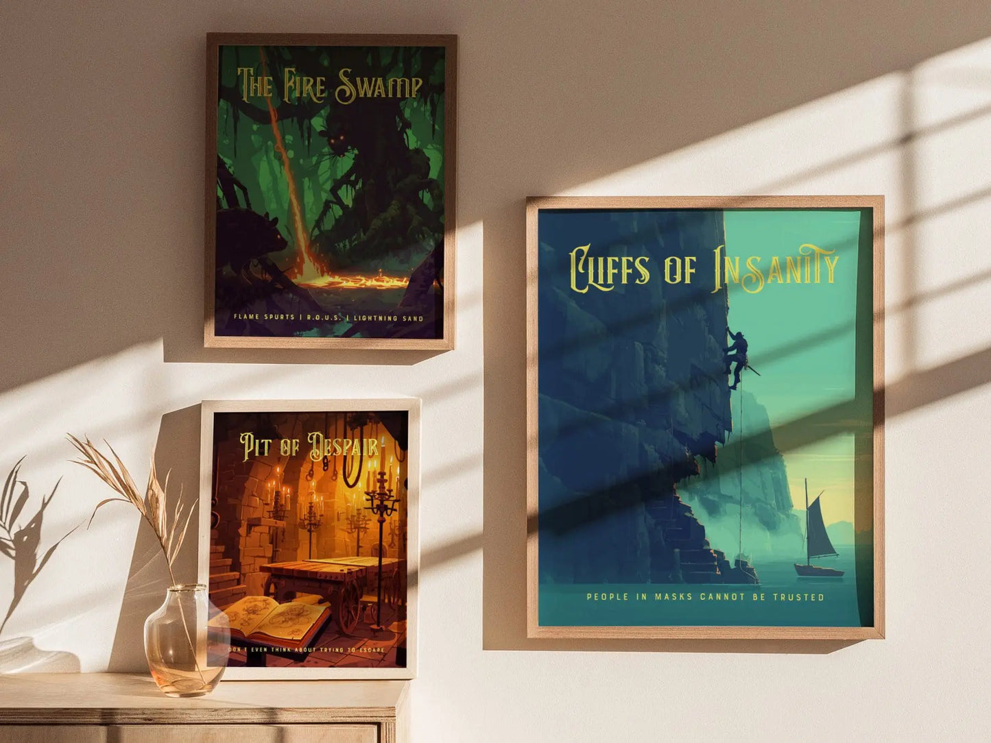 Cliffs Of Insanity, Princess Bride Collection, Framed Wall Art | Classic Movie Poster Print Fantasy Home Office Decor Gift Set 80s Nostalgia