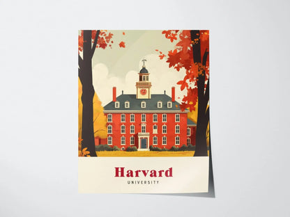 Harvard University Travel Print | Cambridge Travel Art | Harvard Trendy Travel Poster for Airbnb, Living Room, Office Decor | University Art