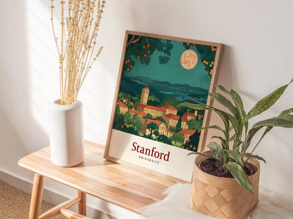 Stanford University Travel Poster, Stanford Travel Wall Art, California Stanford Wall Art, University Campus Travel Wall Decor, Airbnb Decor