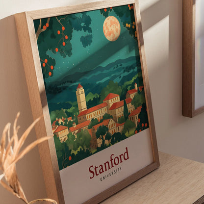 Stanford University Travel Poster, Stanford Travel Wall Art, California Stanford Wall Art, University Campus Travel Wall Decor, Airbnb Decor