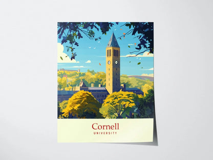 Cornell University, Ithaca, NY, Framed Travel Print | McGraw Tower College Campus Ivy League Alumni Wall Art Office Room Decor Poster Gift