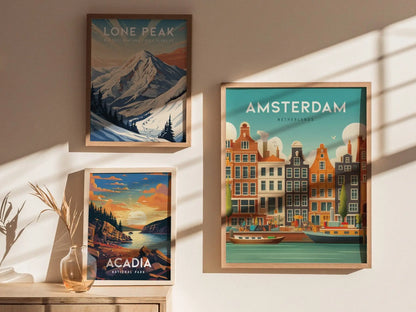 Amsterdam&#39;s Enchanting Canals - Amsterdam City Travel Print, Netherlands Travel Poster, Amsterdam City Wall Art, Amsterdam Wall Decor