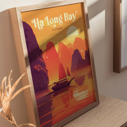 Ha Long Bay Vietnam Travel Print, Ha Long Bay Island Poster Print, Ha Long Bay Wall Art, Vietnam Ha Long Bay Island Wall Decor - Home Decor