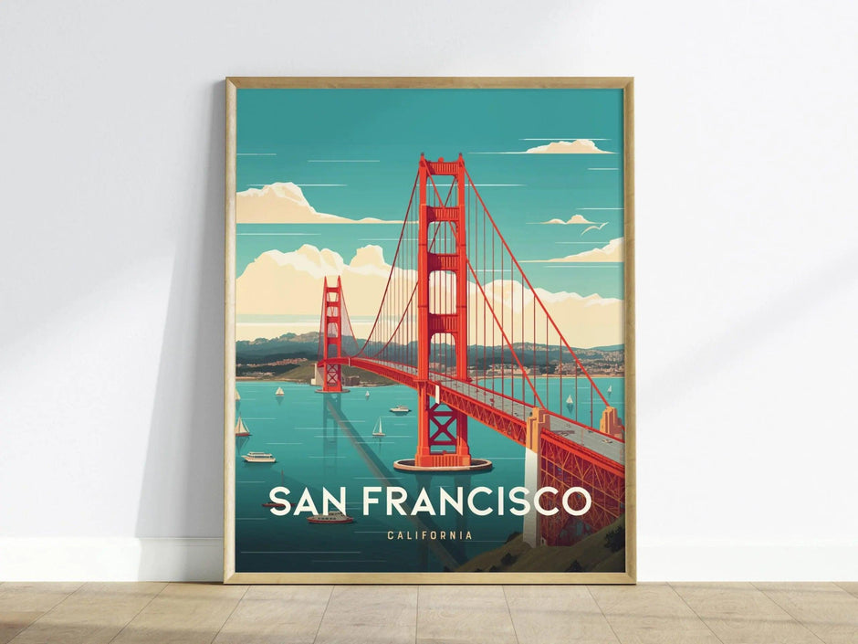 San Francisco Travel Print, San Francisco Travel Poster Print, California Golden Gate Bridge Wall Art, Travel Wall Decor - Home Airbnb Decor - Swell Scenes