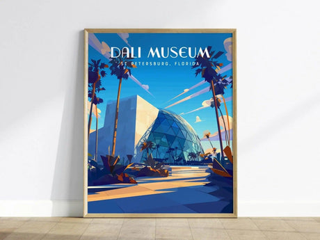 Salvador Dali Museum, St. Petersburg, Florida Framed Wall Art, St Pete Attractions Poster Design Travel Artwork Print Gulf Home Decor Set - Swell Scenes