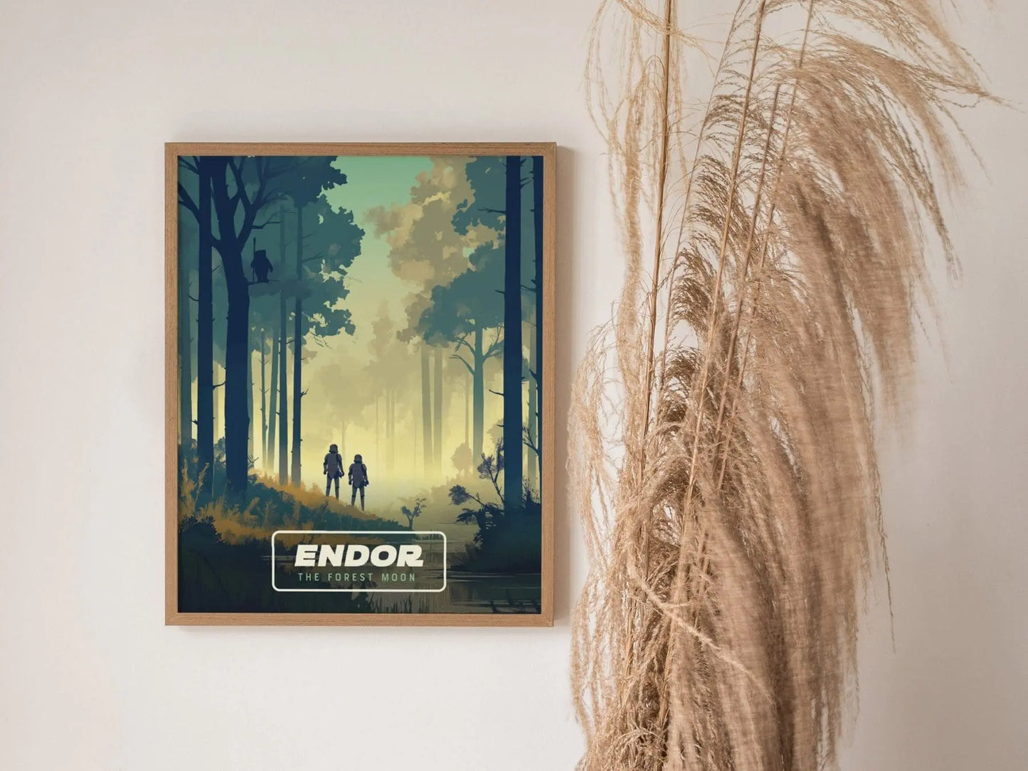 Star Wars Endor Travel Poster, Retro Travel Art, Tatooine, Hoth, Naboo - Endor&#39;s Enchanted Forests: Star Wars - Retro Galactic Travel Poster