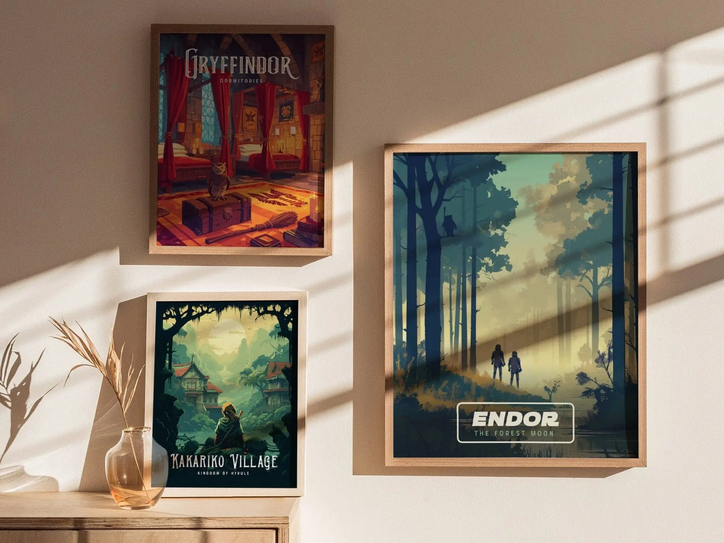 Star Wars Endor Travel Poster, Retro Travel Art, Tatooine, Hoth, Naboo - Endor&#39;s Enchanted Forests: Star Wars - Retro Galactic Travel Poster