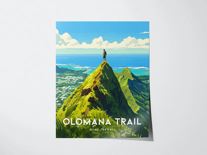 Mount Olomana Trail, Kailua, Hawaii, Framed Art | Oahu Island Poster Design Travel Hiking Tropical Hawaiian Rental Home Decor Print Gift Set