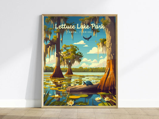 Lettuce Lake Park, Tampa, Florida Framed Wall Art, Hillsborough River Nature Conservation Poster Design Travel Print Cypress Home Decor Set