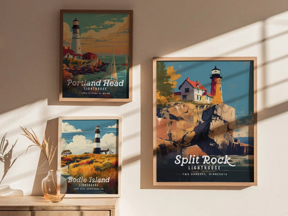 Split Rock Lighthouse, Two Harbors - North Shore MN - Lake Superior Maritime Heritage Poster | Print Collection | Home Cottage Decor