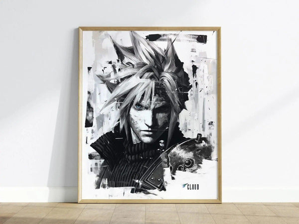 Cloud Final Fantasy VII Framed Wall Art - Limited Edition Fine Art Print, FF7 Poster, Final Fantasy VII Rebirth, Gamer Gift, Home Decor - Swell Scenes
