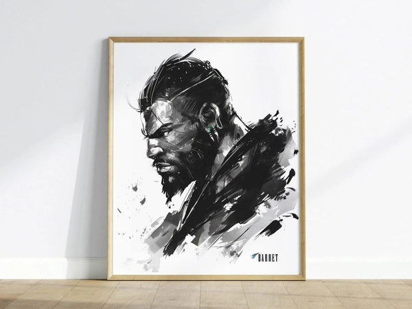 Barret Final Fantasy VII Framed Wall Art - Limited Edition Barret Print, FF7 Poster, Final Fantasy VII Rebirth, Gamer Gift, Remake Rebirth - Swell Scenes