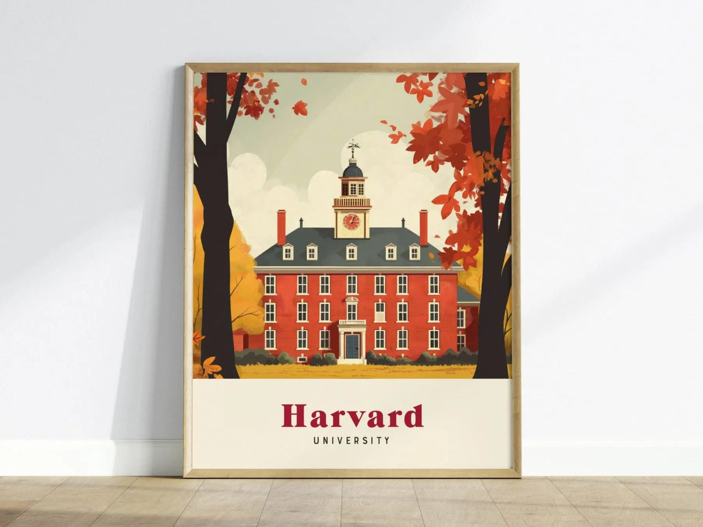 Harvard University Travel Print | Cambridge Travel Art | Harvard Trendy Travel Poster for Airbnb, Living Room, Office Decor | University Art