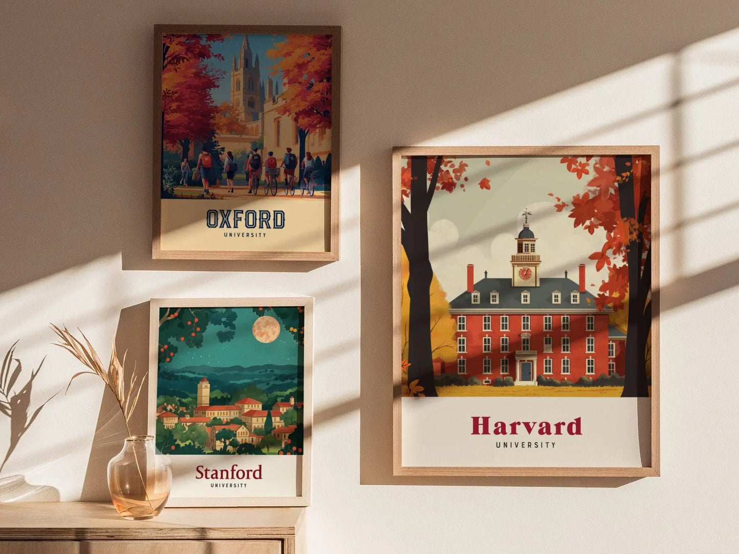 Harvard University Travel Print | Cambridge Travel Art | Harvard Trendy Travel Poster for Airbnb, Living Room, Office Decor | University Art