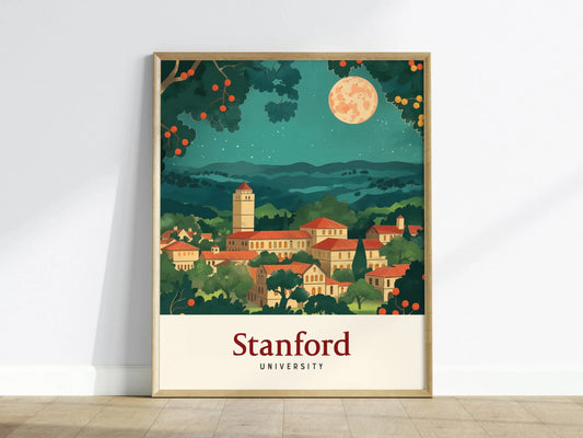 Stanford University Travel Poster, Stanford Travel Wall Art, California Stanford Wall Art, University Campus Travel Wall Decor, Airbnb Decor