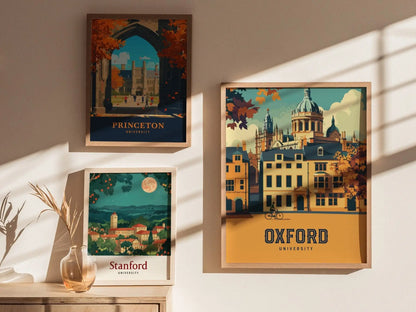 Oxford University, England, UK Framed Travel Print | United Kingdom College Campus Ivy League Alumni Wall Art Office Room Decor Poster Gift