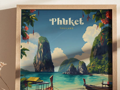 Phuket Thailand Travel Print, Phuket Thailand Island Poster Print, Phuket Wall Art, Thailand Phuket Island, Honeymoon Travel Poster, Airbnb