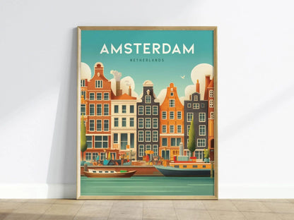 Amsterdam&#39;s Enchanting Canals - Amsterdam City Travel Print, Netherlands Travel Poster, Amsterdam City Wall Art, Amsterdam Wall Decor