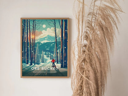 Breckenridge Colorado Framed Print, Wall Decor, Ore Bucket Run, Peak 6 Breckenridge Poster Colorado Art Gift, Breckenridge Ski and Snowboard