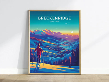 Breckenridge Colorado Framed Print, Wall Decor, Breck Sunset Print, Breckenridge Poster Colorado Art Gift, Breckenridge Ski and Snowboard