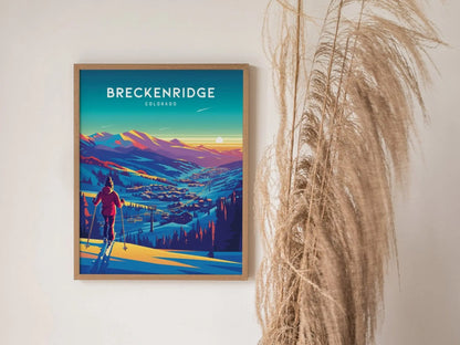 Breckenridge Colorado Framed Print, Wall Decor, Breck Sunset Print, Breckenridge Poster Colorado Art Gift, Breckenridge Ski and Snowboard