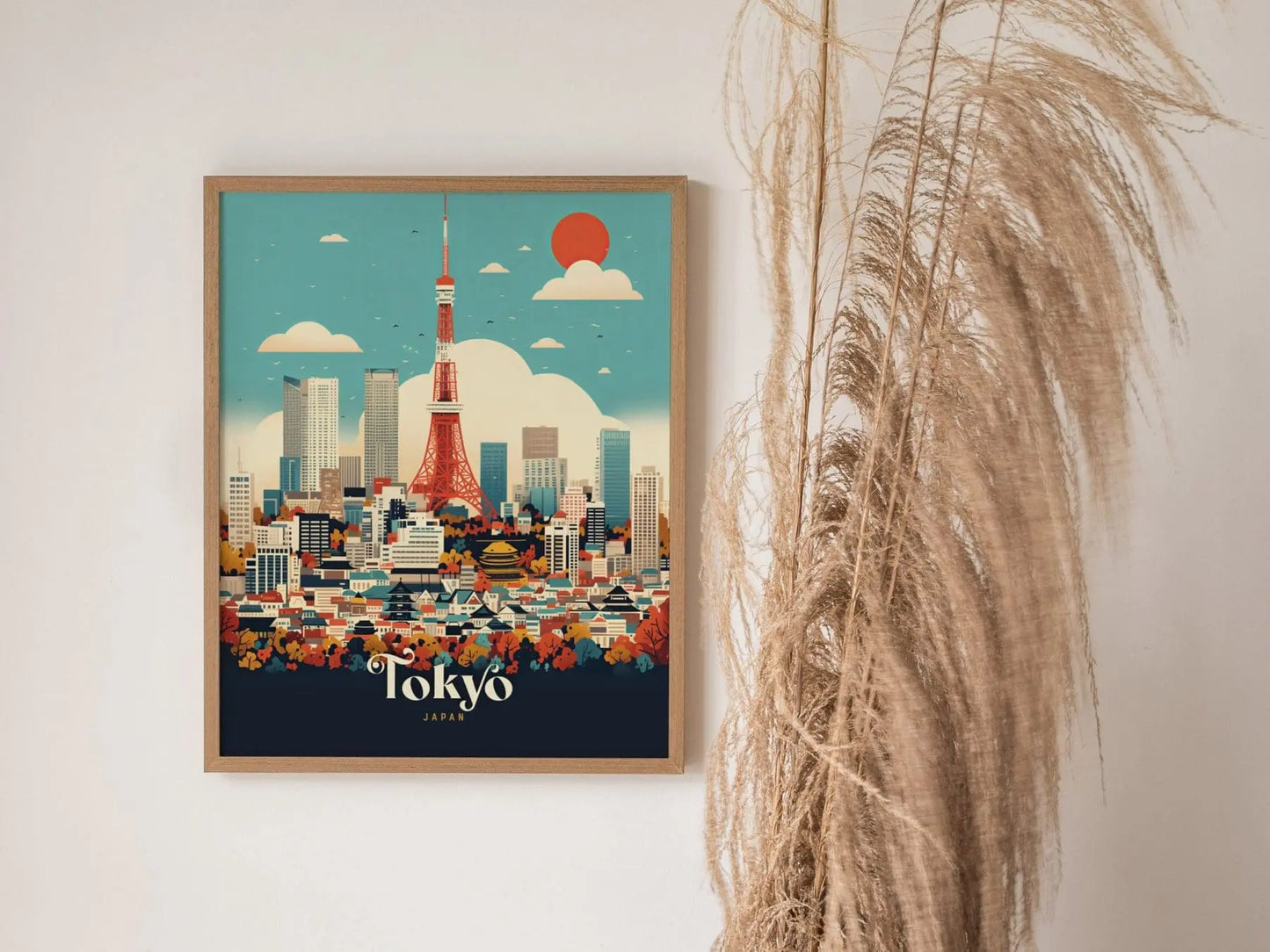 Tokyo Tower City Japan Asia Framed Travel Print, Japan Tokyo Travel Poster, Tokyo City Wall Art, Japan Fuji Mountain Travel, Airbnb Decor