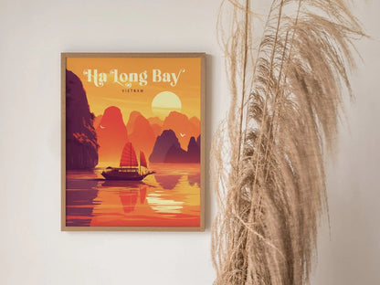 Ha Long Bay Vietnam Travel Print, Ha Long Bay Island Poster Print, Ha Long Bay Wall Art, Vietnam Ha Long Bay Island Wall Decor - Home Decor