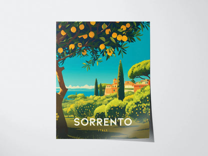 Sorrento Italy Lemon Coast Travel Print, Sorrento Italy Lemons Travel Poster Print, Vibrant Sorrento Lemons Travel Poster & Wall Art Decor