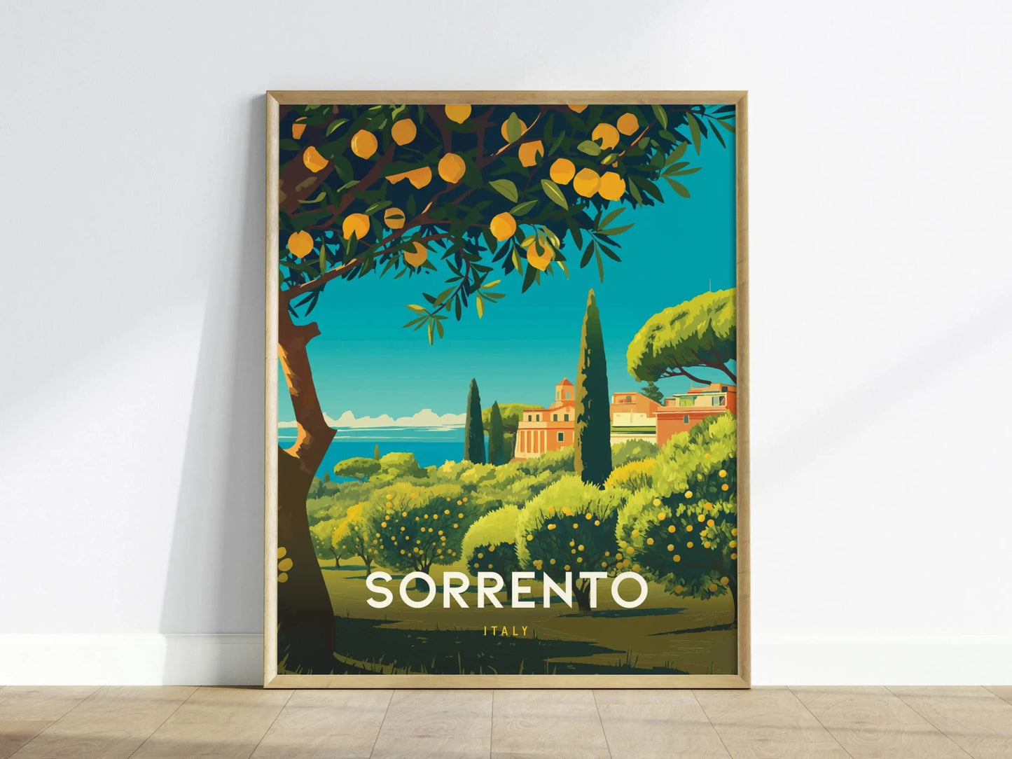 Sorrento Italy Lemon Coast Travel Print, Sorrento Italy Lemons Travel Poster Print, Vibrant Sorrento Lemons Travel Poster & Wall Art Decor