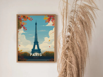 Paris Travel Print Wall Art, Eiffel Tower Paris France Travel Poster, Europe Travel Poster, Traveler Home Decor, Traveler Gift - Home Decor