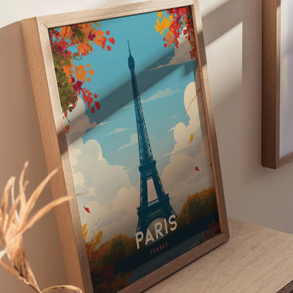 Paris Travel Print Wall Art, Eiffel Tower Paris France Travel Poster, Europe Travel Poster, Traveler Home Decor, Traveler Gift - Home Decor