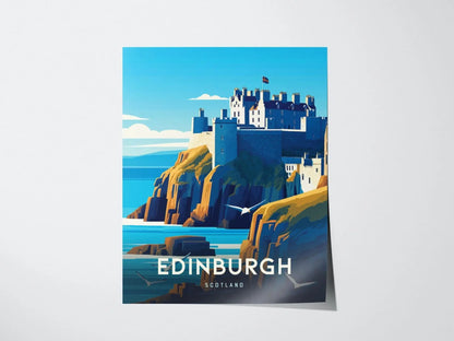 Edinburgh Scotland Travel Print, Edinburgh Poster Print, Edinburgh Castle Wall Art, Scotland Edinburg Wall Decor Traveler Gift - Home Decor