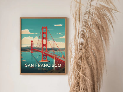 San Francisco Travel Print, San Francisco Travel Poster Print, California Golden Gate Bridge Wall Art, Travel Wall Decor - Home Airbnb Decor