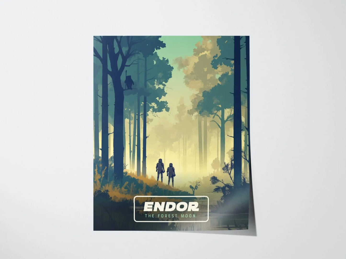 Star Wars Endor Travel Poster, Retro Travel Art, Tatooine, Hoth, Naboo - Endor&#39;s Enchanted Forests: Star Wars - Retro Galactic Travel Poster