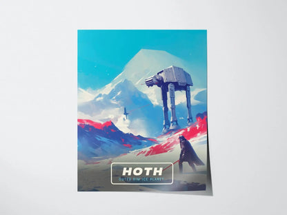 Star Wars Hoth Travel Poster, Retro Travel Art, Tatooine, Endor, Naboo - Hoth&#39;s Frozen Planet, Star Wars - Retro Galactic Travel Poster Art