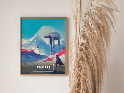 Star Wars Hoth Travel Poster, Retro Travel Art, Tatooine, Endor, Naboo - Hoth&#39;s Frozen Planet, Star Wars - Retro Galactic Travel Poster Art