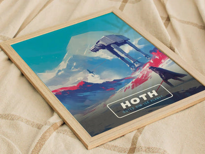 Star Wars Hoth Travel Poster, Retro Travel Art, Tatooine, Endor, Naboo - Hoth&#39;s Frozen Planet, Star Wars - Retro Galactic Travel Poster Art