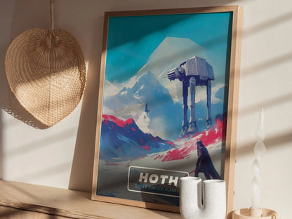 Star Wars Hoth Travel Poster, Retro Travel Art, Tatooine, Endor, Naboo - Hoth&#39;s Frozen Planet, Star Wars - Retro Galactic Travel Poster Art