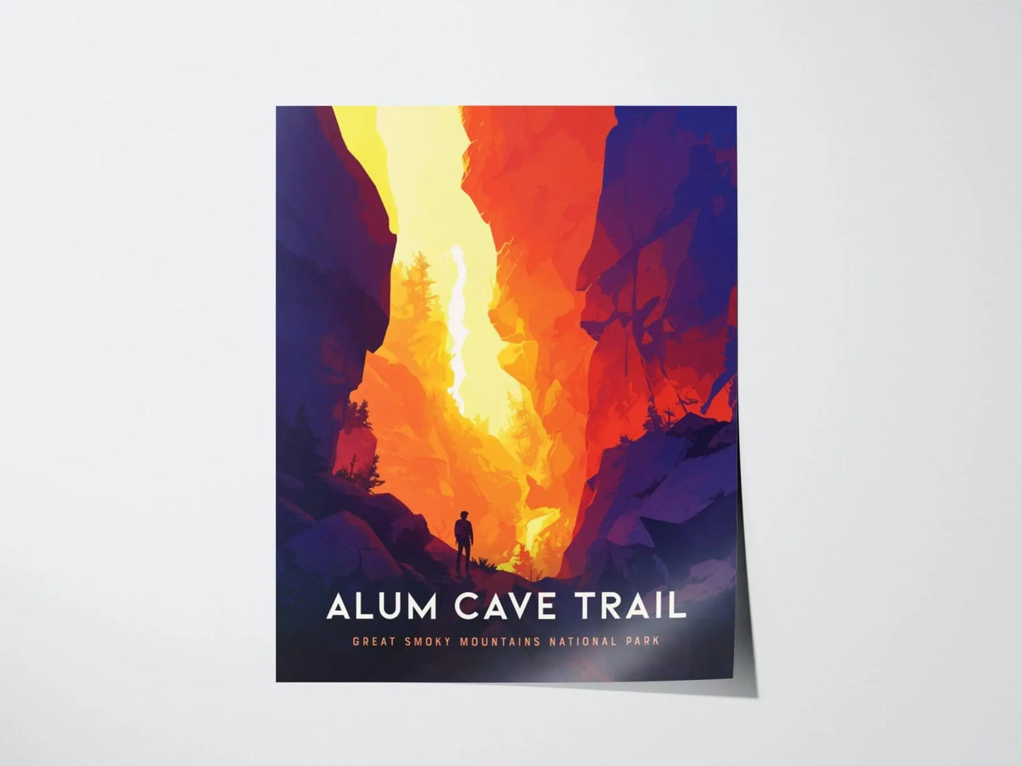 Great Smoky Travel Poster, Alum Cave Trail Great Smoky National Park Poster, National Parks Travel Wall Art Print, Custom Travel Poster