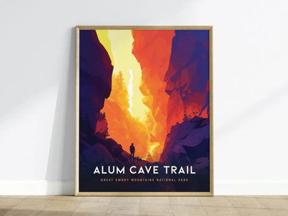 Great Smoky Travel Poster, Alum Cave Trail Great Smoky National Park Poster, National Parks Travel Wall Art Print, Custom Travel Poster