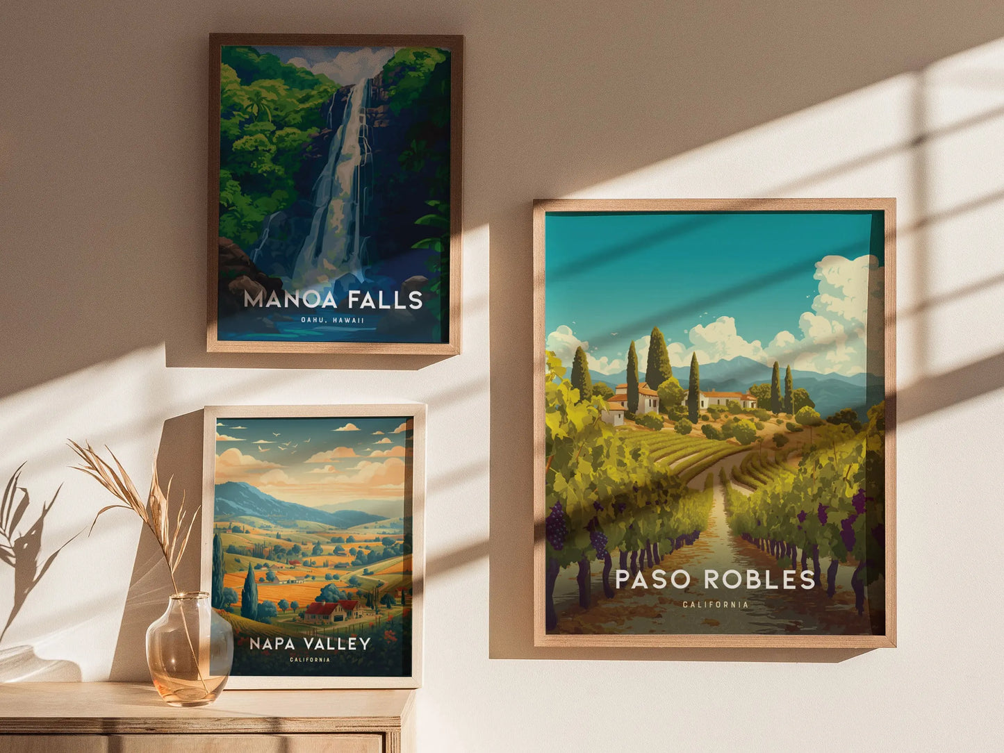 Paso Robles California Wine Country Wall Art | Paso Robles Framed Artwork Poster, Travel Winery Vineyard SoCal Home Gift Decor, Airbnb Decor